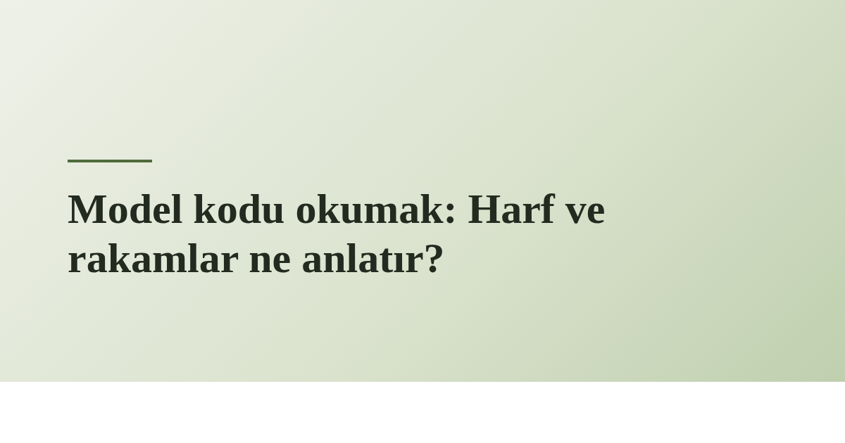 Model kodu okumak: Harf ve rakamlar ne anlatır?